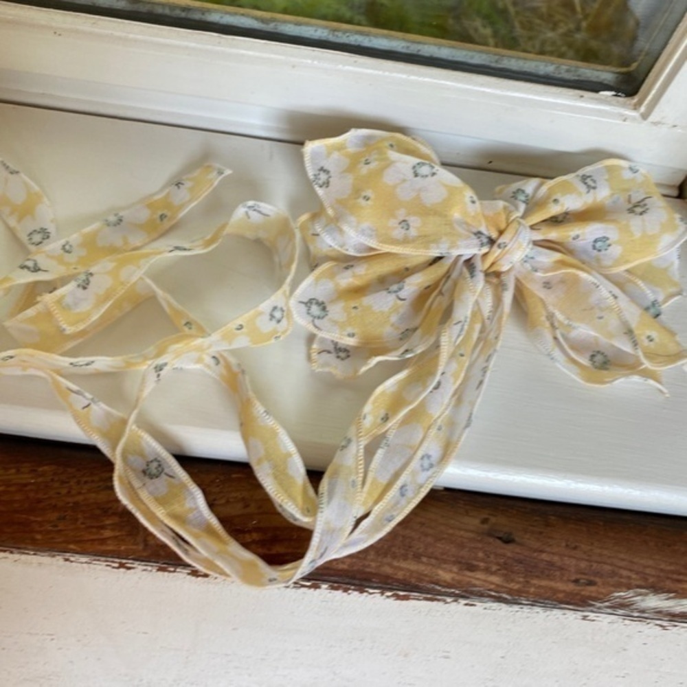 Anthropologie Floral Yellow Hair Bow Barrette